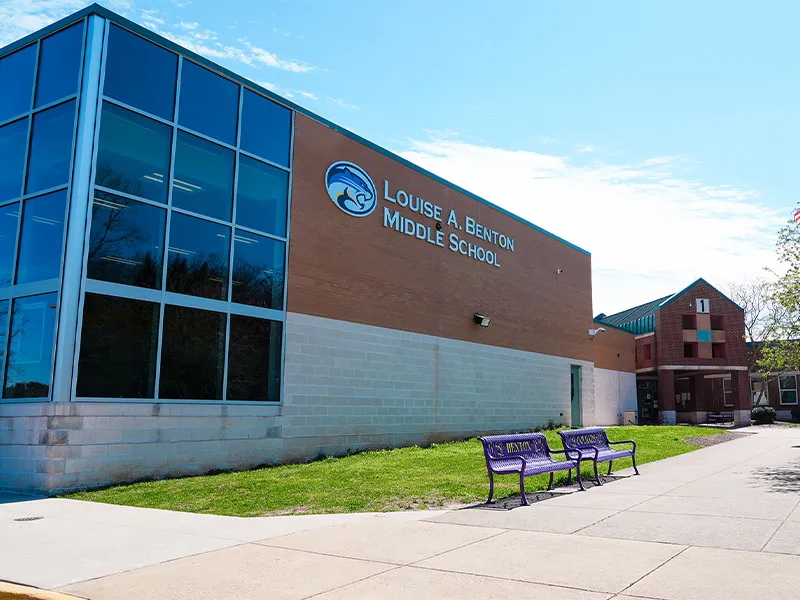 Benton Middle School building entrance